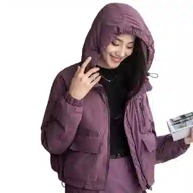 鸭鸭 纯色拉链长袖羽绒服 女款