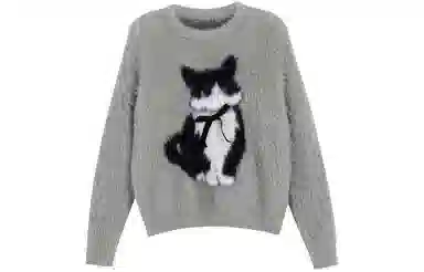 柏黛妃 百搭圆领时尚针织衫 女款 灰色