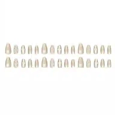 馨枕居 浅棕立体格纹蝴蝶结  穿戴甲 杏仁金色纯色 纯欲