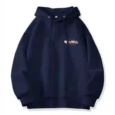 棉致 韩系简约为你跳动爱心宽松加绒舒适连帽重磅纯色百搭潮牌休闲落肩长袖卫衣 男女同款