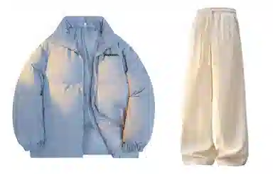 大卫贝肯 美式简约基础款立领宽松面包棉服宽松百搭灯芯绒长裤休闲运动套装 男女同款