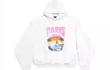 Balenciaga FW23 Paris Tropical Round Hoodie Oversized In WhitePink