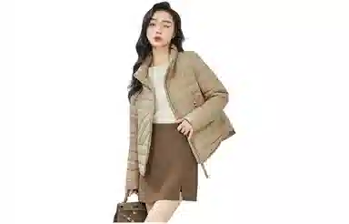 鸭鸭 轻薄短款时尚立领修身显瘦纯色羽绒服 女款