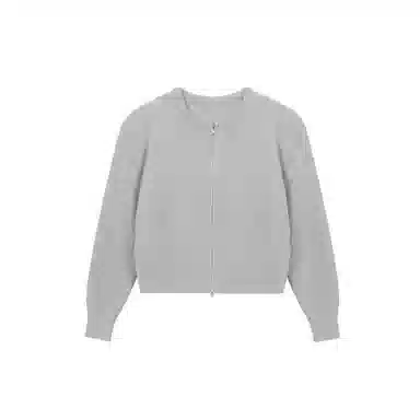 麓蔓蒂 拉链纯色短款长袖针织衫 女款