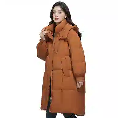 雅鹿 中长款长袖宽松面包羽绒服 女款