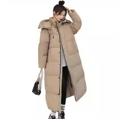 鸭鸭 中长款过膝百搭保暖通勤羽绒服 女