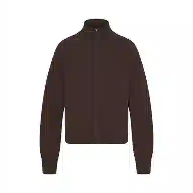 SKIMS SS25 Boyfriend Fleece Track Jacket Espresso