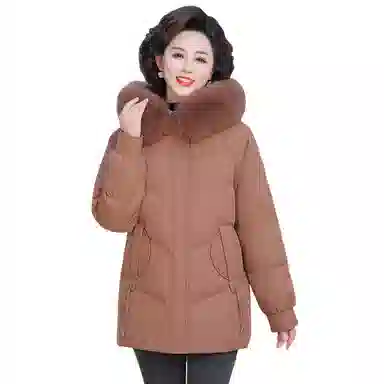 雅鹿 大码冬装时尚厚款休闲长袖羽绒服 女款