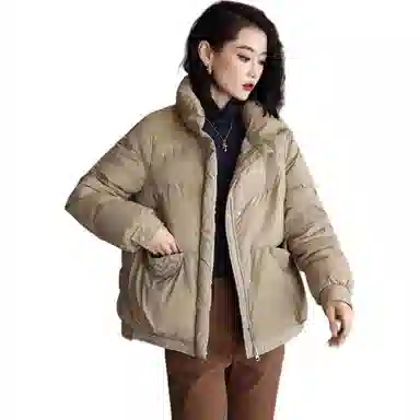 鸭鸭 立领无弹宽松拉链长袖保暖羽绒服 女款