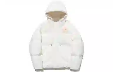 中国李宁 纯色拉链连帽长袖羽绒服 女款 乳白色