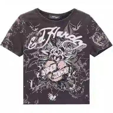 Ed Hardy FW24 Crewneck Printed Tee Black