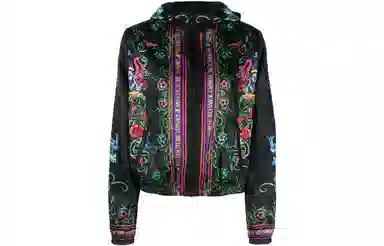 Versace Jeans Couture SS23 Floral Logo Hoodie Jacket Black
