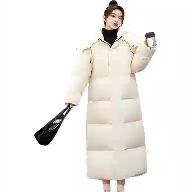 鸭鸭 中长款过膝百搭保暖通勤羽绒服 女