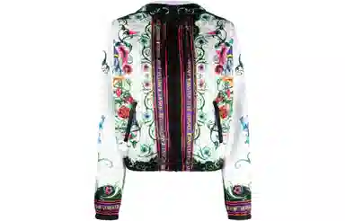 Versace Jeans Couture SS23 Floral Hooded Bomber Jacket White