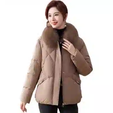 雅鹿 加厚毛领合身中长款长袖羽绒服 女款