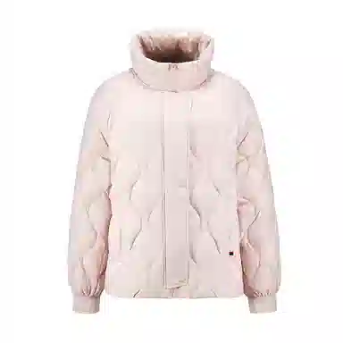 雅鹿 通勤立领拉链长袖轻薄短款小个子波浪绗线纯色羽绒服 女款