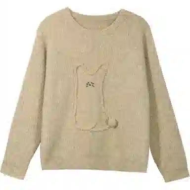 谜秀 圆领套头简约长袖针织衫 女款 燕麦色