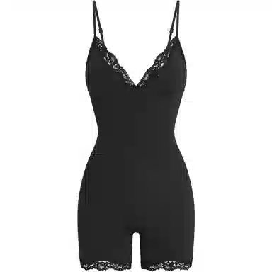 SKIMS Fits Everybody Lace Triangle Onesie Onyx