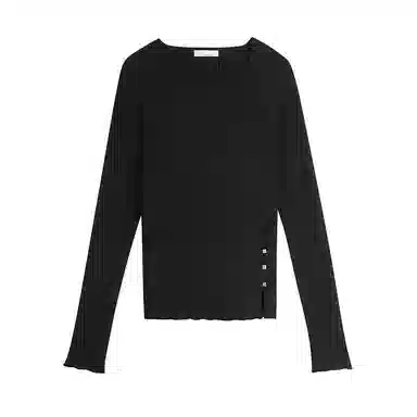 茵曼 法式开叉钉珠圆领百搭针织衫 女款