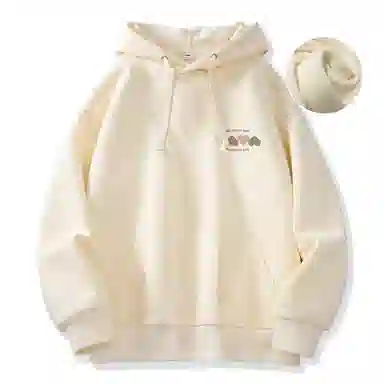 棉致 韩系简约为你跳动爱心宽松加绒舒适连帽重磅纯色百搭潮牌休闲落肩长袖卫衣 男女同款