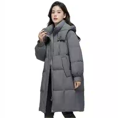 雅鹿 中长款长袖宽松面包羽绒服 女款