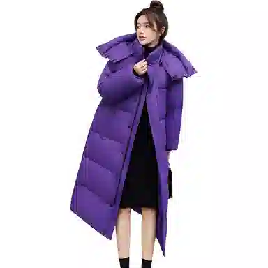 鸭鸭 中长款过膝百搭保暖通勤羽绒服 女