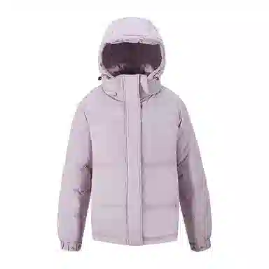 雅鹿 短款可拆卸连帽保暖纯色羽绒服 女款