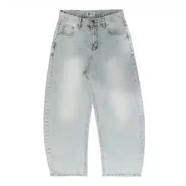 鬼洗 复古怀旧水洗皮标弯刀牛仔裤 男款