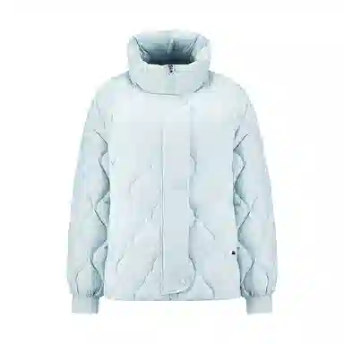 雅鹿 通勤立领拉链长袖轻薄短款小个子波浪绗线纯色羽绒服 女款