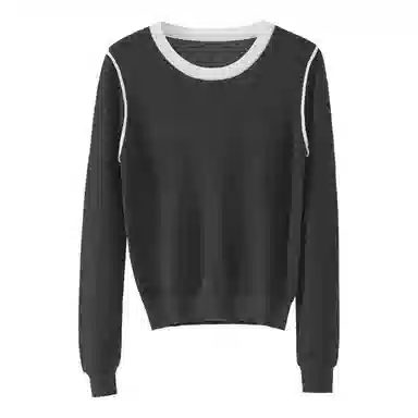 法儿家 韩系慵懒修身圆领针织衫 女款