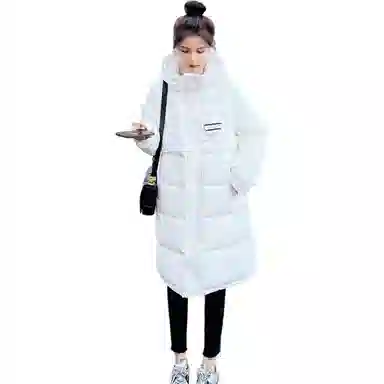 鸭鸭 字母贴标连帽休闲长款羽绒服 女款