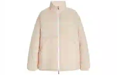 Moncler Logo Print Down Jacket Pink