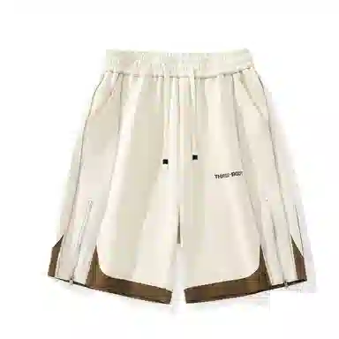 三体 拼接撞色时尚百搭宽松街头运动篮球裤美式高街潮流时尚百搭舒适不过膝五分裤无性别穿搭潮牌街头休闲短裤 男女同款