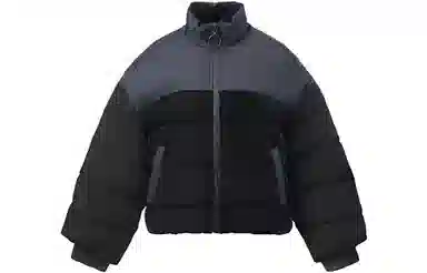 李宁 中国李宁系列 拼接立领拉链长袖宽松羽绒服 女款 黑色