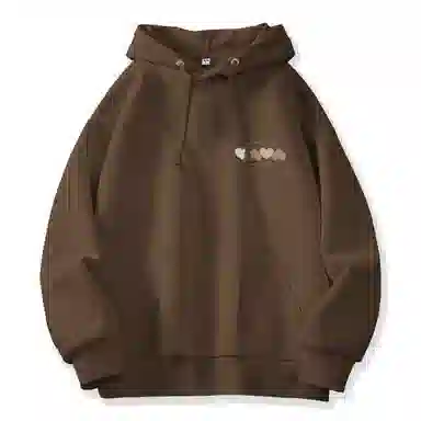 棉致 韩系简约为你跳动爱心宽松加绒舒适连帽重磅纯色百搭潮牌休闲落肩长袖卫衣 男女同款