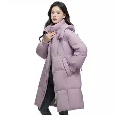 雅鹿 中长款长袖宽松面包羽绒服 女款