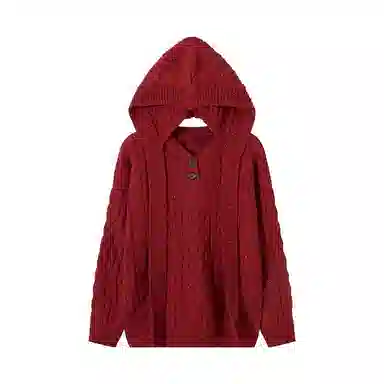 涂诗菲 宽松连帽套头彩点针织衫 女款