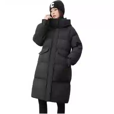 鸭鸭 纯色连帽简约加厚中长款羽绒服 女款