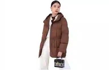 坦博尔 抽绳收腰中长连帽羽绒服 女款