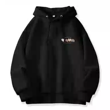 棉致 韩系简约为你跳动爱心宽松加绒舒适连帽重磅纯色百搭潮牌休闲落肩长袖卫衣 男女同款