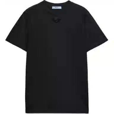 Prada Logo Embroidered T-Shirt Black