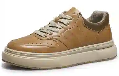 德赛 头层牛皮 空军一号 通勤百搭 复古休闲 学生穿搭 厚底增高 时尚简约 防滑耐磨 低帮 板鞋 男款