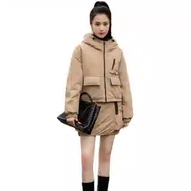 鸭鸭 纯色拉链长袖羽绒服 女款