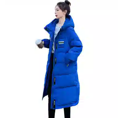 鸭鸭 字母贴标连帽休闲长款羽绒服 女款