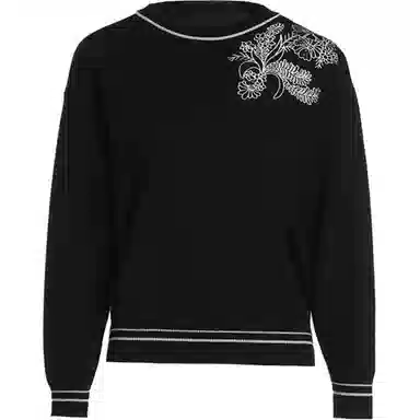 乔万尼 通勤百搭时尚休闲简约长袖针织衫 女款 山茶花黑