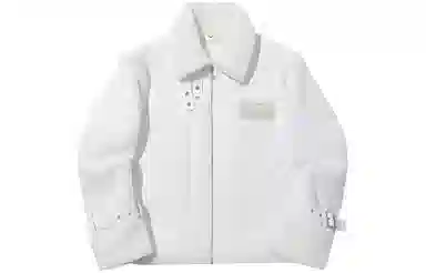 中国李宁 纯色拉链翻领夹克外套 女款 乳白色