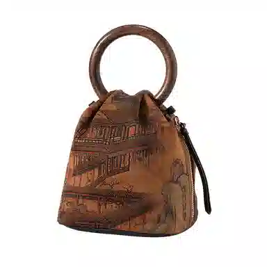 上海故事 主题系列 香云纱国风新中式国风旗袍 桑蚕丝 手提包 常规 女款 古金黄/浅咖棕/炭黑色/糖杏棕