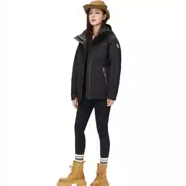 雅鹿 连帽短款宽松长袖纯色羽绒服 女款