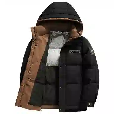 雅鹿 中长款纯色连帽简约舒适通勤时尚羽绒服 男女同款