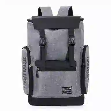 泰格奴 工装机能背包潮酷高颜值精美配色韩版街头旅行运动初高中生大学生书包 牛津布 双肩包 常规 男款 灰色/黑色